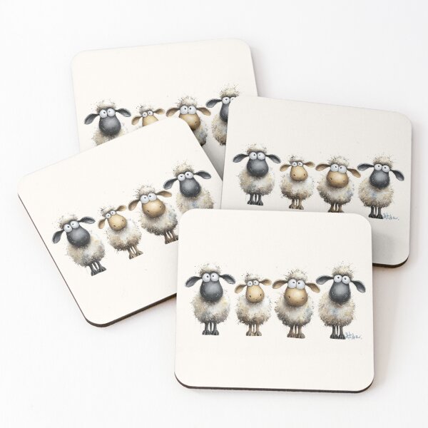 Item preview, Gorgeous Sheep ' Four Sheep in a Row ’ BY SHiRLeY MacARTHuR designed and sold by Shirley MacArthur Art.