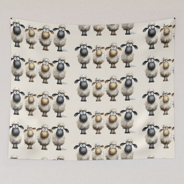 Item preview, Gorgeous Sheep ' Four Sheep in a Row ’ BY SHiRLeY MacARTHuR designed and sold by Shirley MacArthur Art.