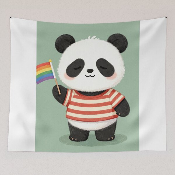 Item preview, Cute Hand Drawn Animal – Cozy Whimsical Illustration panda lgbt flag  designed and sold by Rooted & Co.