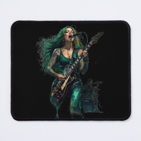 Item preview, Green Hair Female Rock Guitarist Band Art designed and sold by UrbanPrts.
