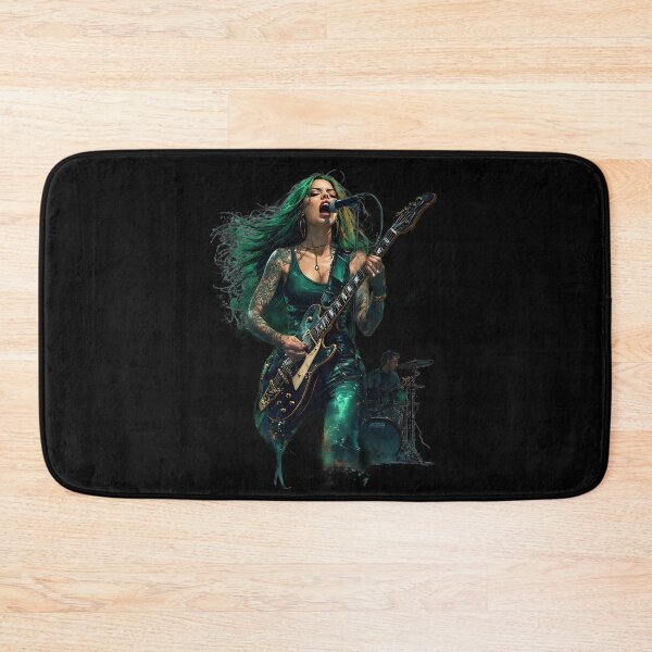 Item preview, Green Hair Female Rock Guitarist Band Art designed and sold by UrbanPrts.