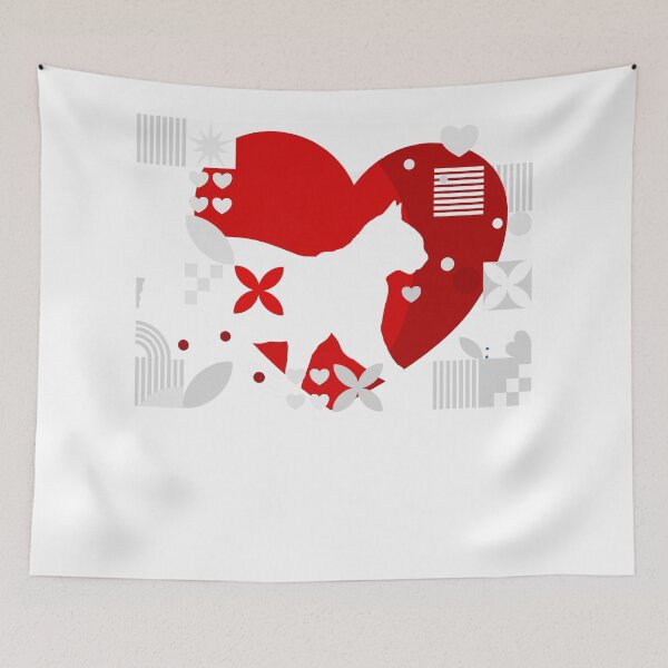 Item preview, Cat Silhouette in Heart – Abstract Red Cat Lover designed and sold by chaaval.