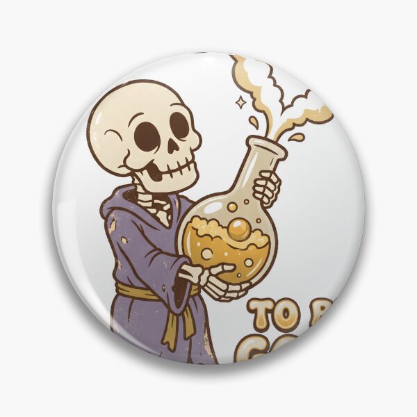 Item preview, Skeleton in Robe Holding Chemistry Flask B+O+NE to Au Gold Graphic designed and sold by MisteryDesigner.