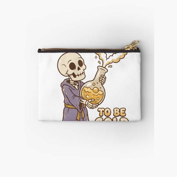 Item preview, Skeleton in Robe Holding Chemistry Flask B+O+NE to Au Gold Graphic designed and sold by MisteryDesigner.