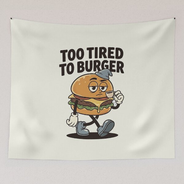 Item preview, Tired Cheeseburger Character In Sleep Cap designed and sold by HoopeStylee.
