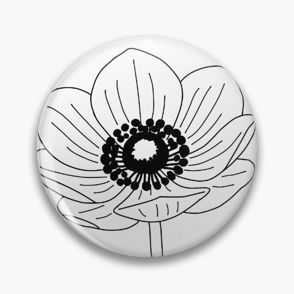 Item preview, Anemone Flower White Stem - Minimalist Fine Line Botanical Tattoo Design  designed and sold by Rare Botanical .