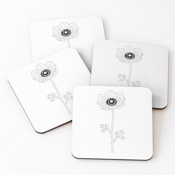 Item preview, Anemone Flower White Stem - Minimalist Fine Line Botanical Tattoo Design designed and sold by Rare Botanical .