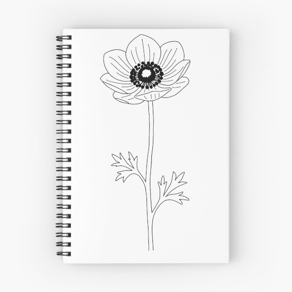 Item preview, Anemone Flower White Stem - Minimalist Fine Line Botanical Tattoo Design  designed and sold by Rare Botanical .