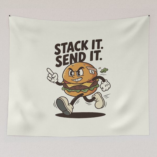 Item preview, Running Burger Mascot Racing Forward Fast designed and sold by HoopeStylee.