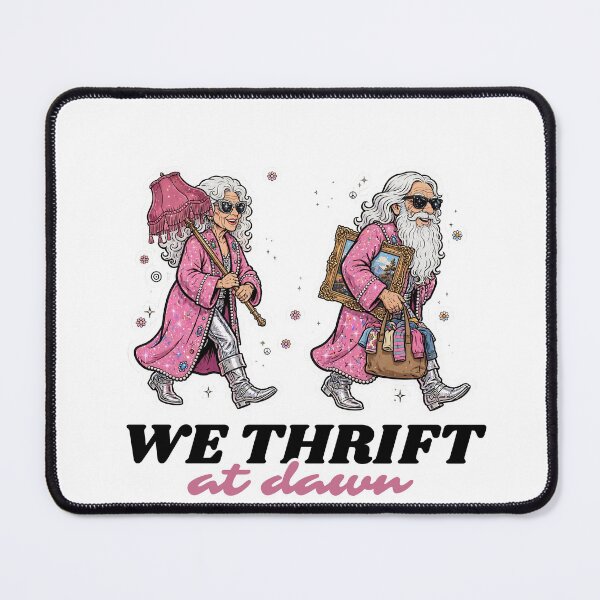 Item preview, We Thrift At Dawn - Funny Thrift Couple Wizard and Witch designed and sold by Neurospicy Trolls.