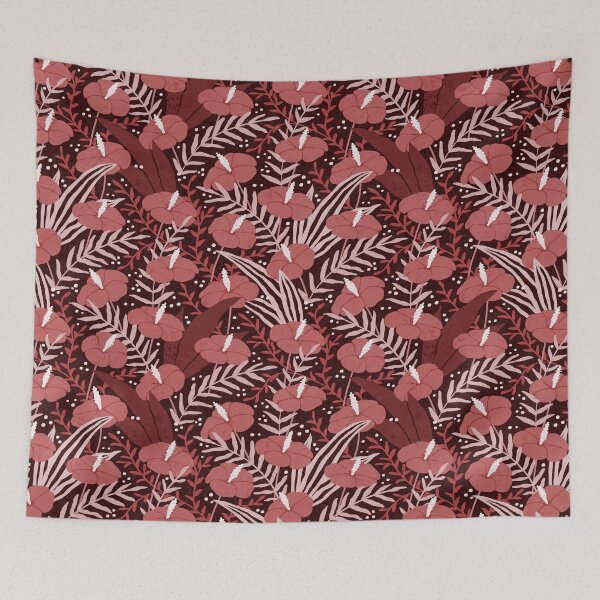 Item preview, Tropical Boho Hothouse Floral - 3f1b1b designed and sold by knitetgantt.