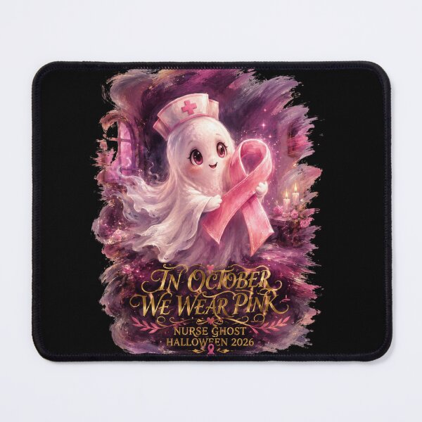 Item preview, In October We Wear Pink Nurse Ghost Halloween 2026 Mystical Painterly Art Breast Cancer Awareness Gift for Nurses designed and sold by Nightarel.