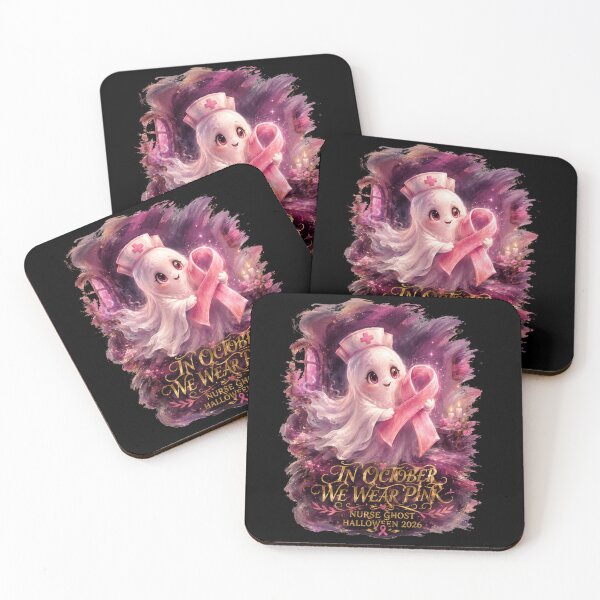 Item preview, In October We Wear Pink Nurse Ghost Halloween 2026 Mystical Painterly Art Breast Cancer Awareness Gift for Nurses designed and sold by Nightarel.
