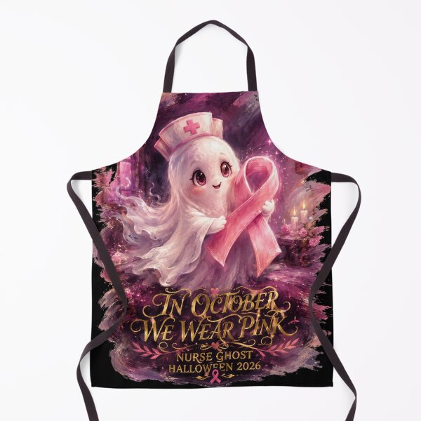Item preview, In October We Wear Pink Nurse Ghost Halloween 2026 Mystical Painterly Art Breast Cancer Awareness Gift for Nurses designed and sold by Nightarel.