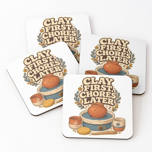 Item preview, Clay First Chores Later Vintage Pottery Humor designed and sold by CheerfulNest.