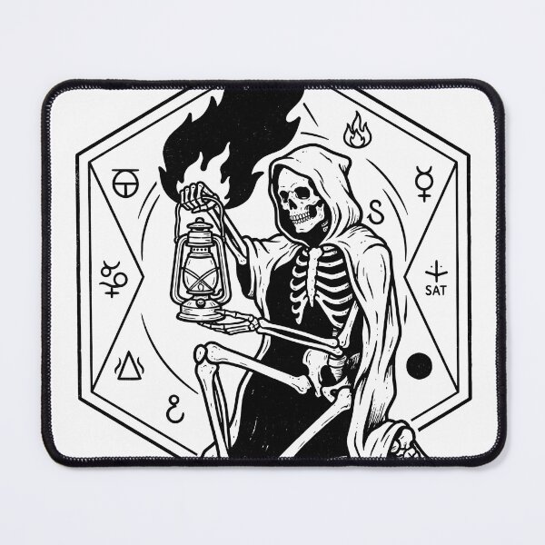 Item preview, Reaper Skeleton Holding Flaming Oil Lantern Hexagon Occult Graphic designed and sold by MisteryDesigner.