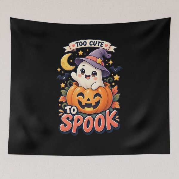Item preview, Too Cute to Spook – Cute Halloween Ghost and Pumpkin Design for Kids designed and sold by FreshPixelArt.