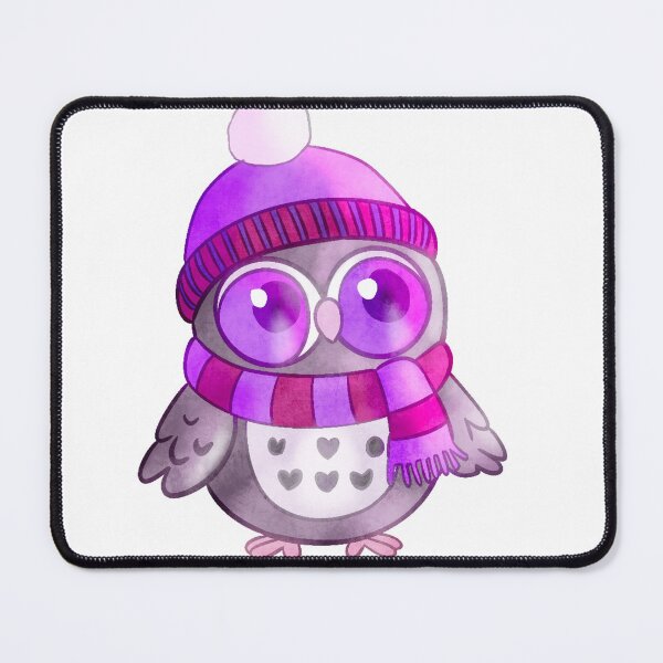 Item preview, Cute Owl in Purple Beanie Winter Digital Art designed and sold by Cosplay Evolution.