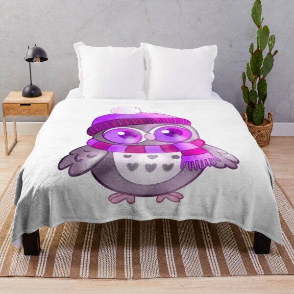 Item preview, Cute Owl in Purple Beanie Winter Digital Art designed and sold by Cosplay Evolution.