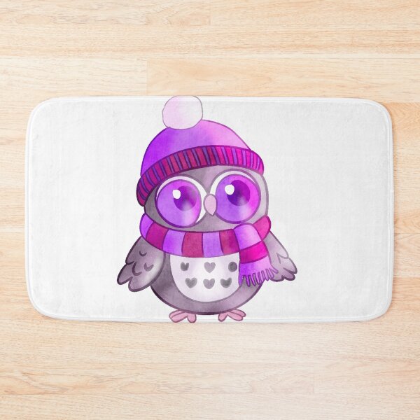 Item preview, Cute Owl in Purple Beanie Winter Digital Art designed and sold by Cosplay Evolution.