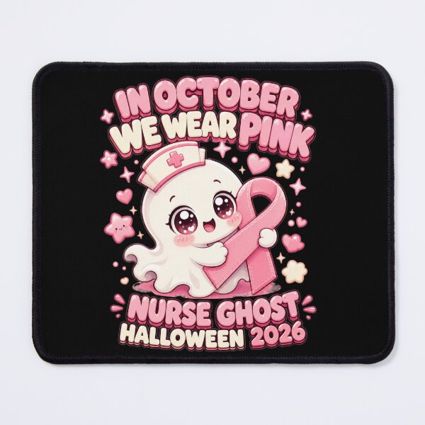 Item preview, In October We Wear Pink Nurse Ghost Halloween 2026 Cute Kawaii Art Breast Cancer Awareness Gift for Nurses designed and sold by Nightarel.