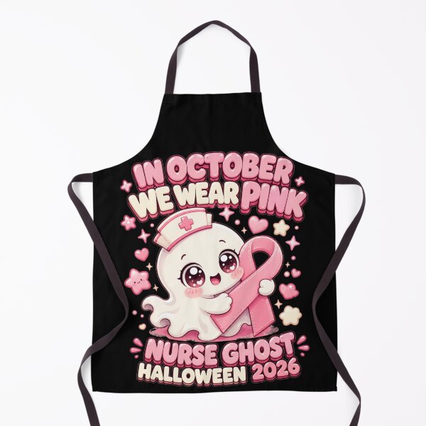 Item preview, In October We Wear Pink Nurse Ghost Halloween 2026 Cute Kawaii Art Breast Cancer Awareness Gift for Nurses designed and sold by Nightarel.