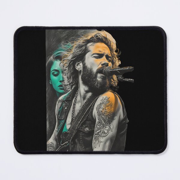 Item preview, Edgy Rock Singer Sketch Art with Teal Accent designed and sold by UrbanPrts.