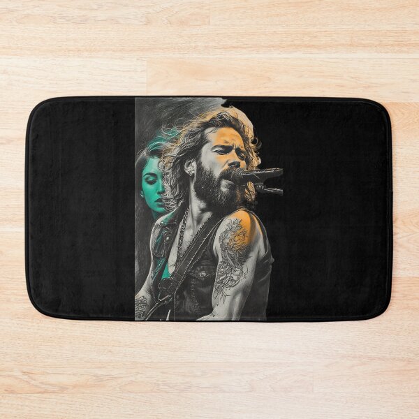 Item preview, Edgy Rock Singer Sketch Art with Teal Accent designed and sold by UrbanPrts.
