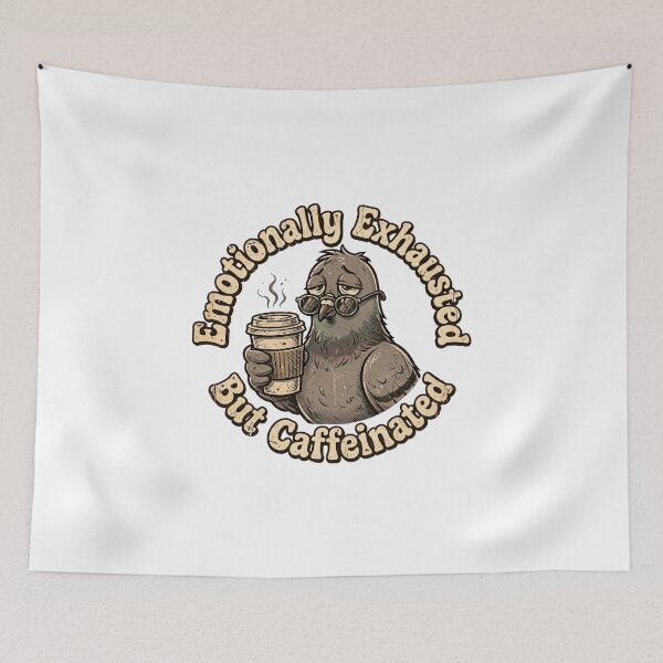 Item preview, Emotionally Exhausted But Caffeinated Pigeon - Funny Vintage designed and sold by Csaba1983.