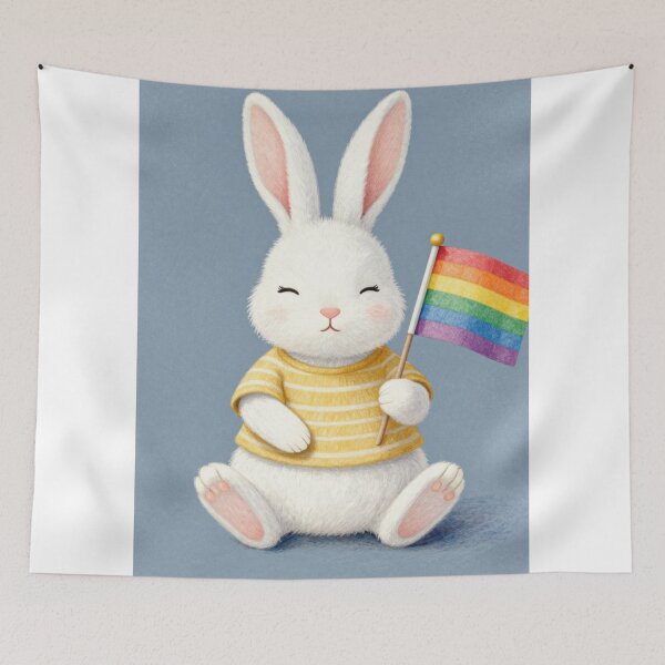 Item preview, Cute Hand Drawn Animal – Cozy Whimsical Illustration bunny gbt flag  designed and sold by Rooted & Co.
