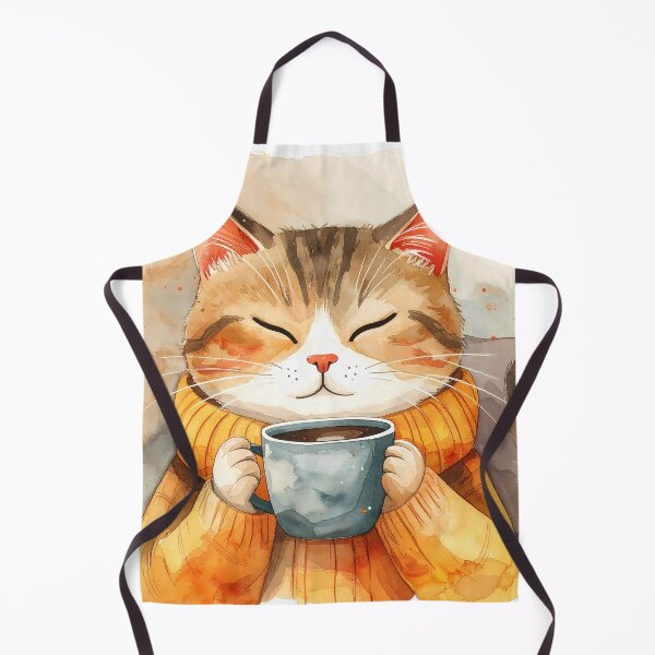 Item preview, Cat Holding Warm Coffee Mug Watercolor designed and sold by BetweenForms.