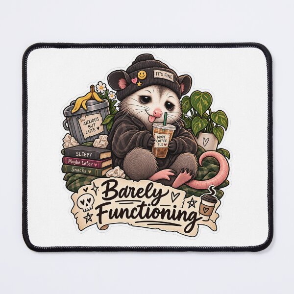 Item preview, Barely Functioning Opossum Coffee Funny Alt Sticker designed and sold by ismai6.