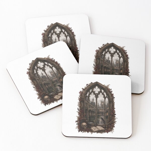 Item preview, Gothic Arched Window - Rainy Dark Academia University - Oxford Aesthetic designed and sold by Neurospicy Trolls.