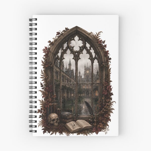Item preview, Gothic Arched Window - Rainy Dark Academia University - Oxford Aesthetic designed and sold by Neurospicy Trolls.
