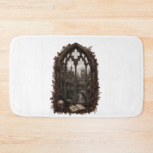 Item preview, Gothic Arched Window - Rainy Dark Academia University - Oxford Aesthetic designed and sold by Neurospicy Trolls.