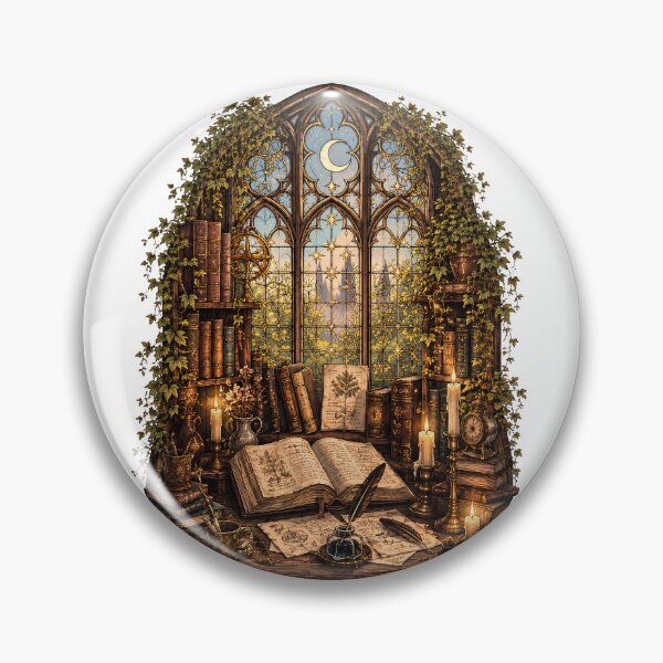 Item preview, Enchanted Study Nook - Moon Window Gothic Library Dark Academia designed and sold by Neurospicy Trolls.