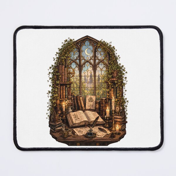 Item preview, Enchanted Study Nook - Moon Window Gothic Library Dark Academia designed and sold by Neurospicy Trolls.