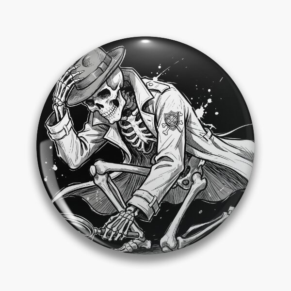 Item preview, Skeleton Detective in Trench Coat with Magnifying Glass designed and sold by MisteryDesigner.