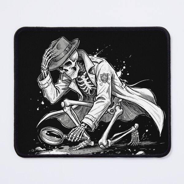 Item preview, Skeleton Detective in Trench Coat with Magnifying Glass designed and sold by MisteryDesigner.