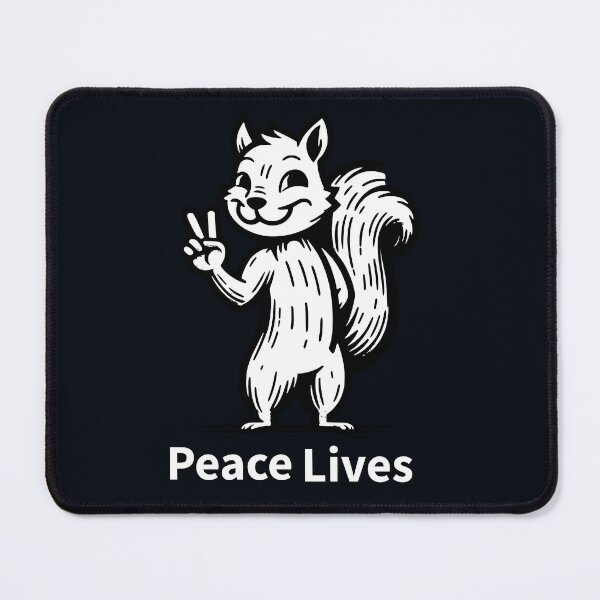 Item preview, Peace Lives Squirrel on Black Background designed and sold by MTeesGA.