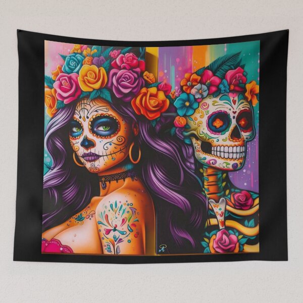 Item preview, Mexican Catrina and skeleton designed and sold by JALNERVION SHOP.