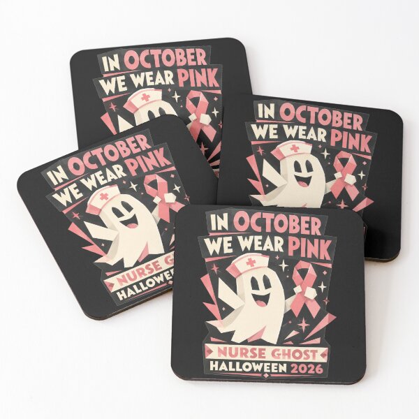 Item preview, In October We Wear Pink Nurse Ghost Halloween 2026 Bold Cartoon Art Breast Cancer Awareness Gift for Nurses designed and sold by Nightarel.