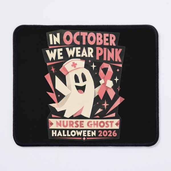 Item preview, In October We Wear Pink Nurse Ghost Halloween 2026 Bold Cartoon Art Breast Cancer Awareness Gift for Nurses designed and sold by Nightarel.