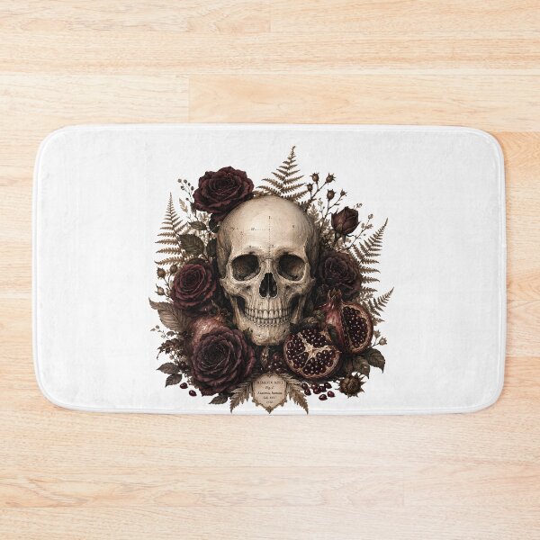 Item preview, Memento Mori Skull - Gothic Dark Academia Roses and Pomegranate designed and sold by Neurospicy Trolls.