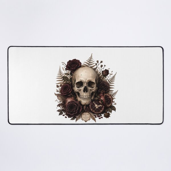 Item preview, Memento Mori Skull - Gothic Dark Academia Roses and Pomegranate designed and sold by Neurospicy Trolls.