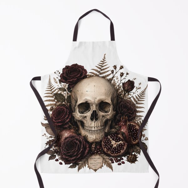 Item preview, Memento Mori Skull - Gothic Dark Academia Roses and Pomegranate designed and sold by Neurospicy Trolls.