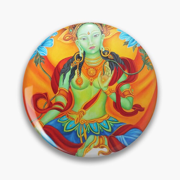 Item preview, Green Tara, Tibetan goddess, spiritual art, female Buddha, Green Goddess designed and sold by LoriFelixDesigns.