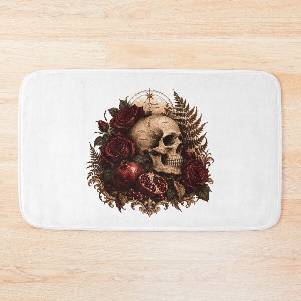 Item preview, Cranium Humanum Side Skull - Dark Academia Roses and Pomegranate Gothic designed and sold by Neurospicy Trolls.