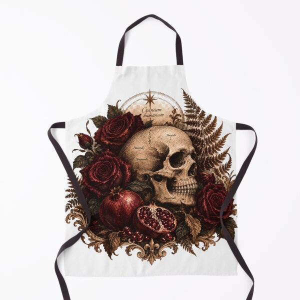 Item preview, Cranium Humanum Side Skull - Dark Academia Roses and Pomegranate Gothic designed and sold by Neurospicy Trolls.
