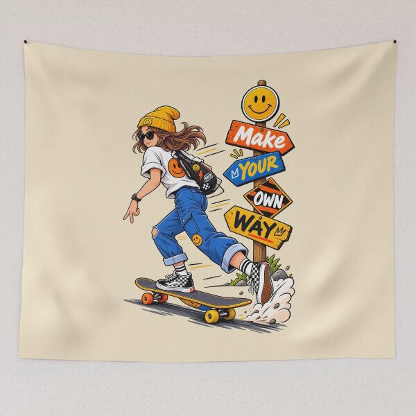 Item preview, Make Your Own Way Skateboard Cartoon – Independent Streetwear Design  Main Tag: designed and sold by waikibi ⭐⭐⭐⭐⭐.